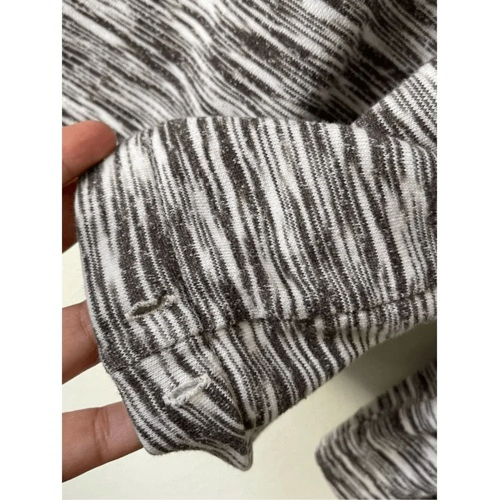 S2 Talbots Space Dye Funnel Neck Top Gray Melange Slouchy Gorpcore Athleisure